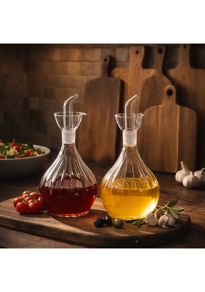 Porsima 410 2li Borosilikat Cam Yağdanlık Yağlık Sirkelik 1000ml Şeffaf