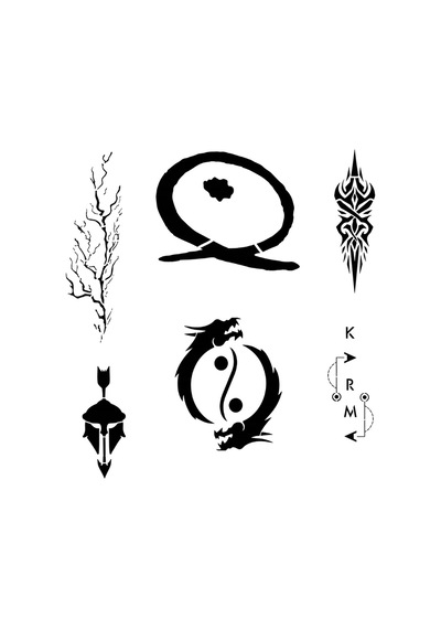 Karma Ying Yang 6 Adet Stencil Dövme Kalıbı Spreysiz Sadece Şablon