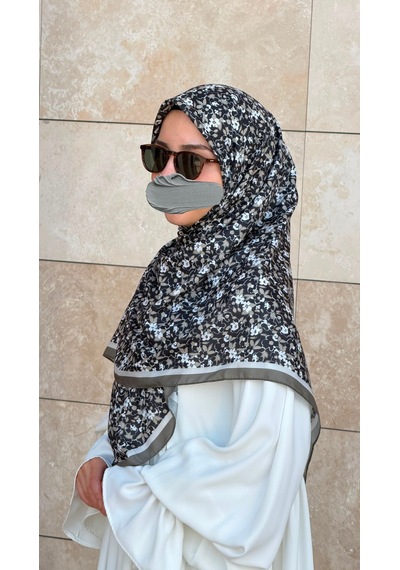 Qalortex Scarf Meyra Desen B.boy Eşarp - Siyah