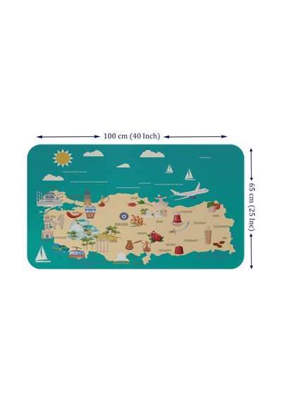 Eğitici Ve Öğretici Cocuk Odası Türkiye Haritası Duvar Sticker-60x105-3878 Çok Renkli