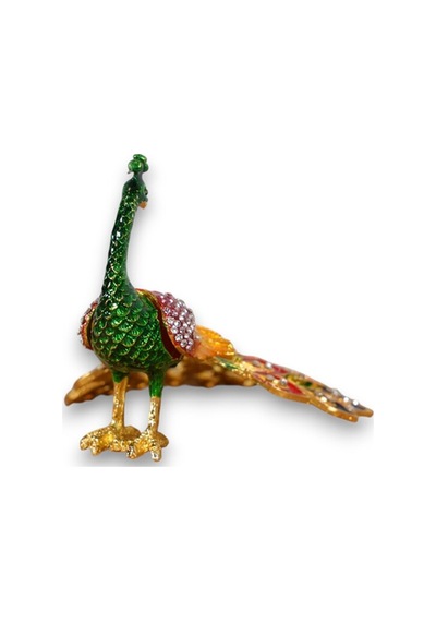 Aşağı Kuyruklu Tavuskuşu Biblo Taşlı & Zarif Dekoratif Obje 10 X 17 CM 727616081