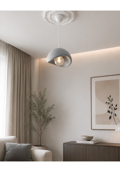 Solea Avize - Beton Görünümlü Özel Dokuya Sahip Sarkıt Modern Avize - Gri