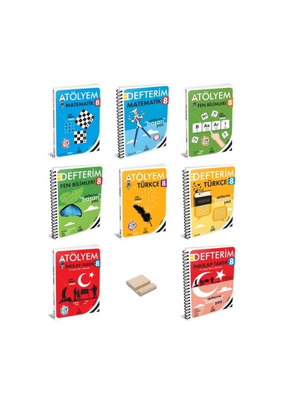 Lgs 8. Sınıf Matematik Fen Türkçe Ve Inkılap Atölyem - Defterim 8li Set + Telefon Standı