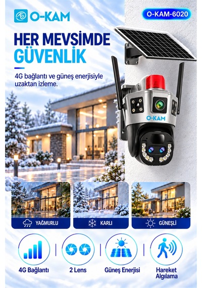 O-kam 6020 4g Solar Güvenlik Kamerası 10x Optik Zoom