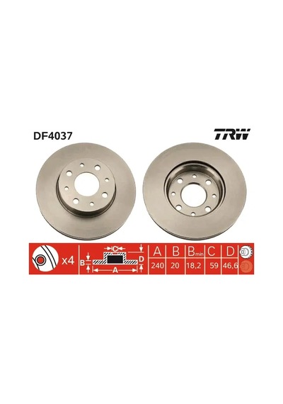 Fren Disk - Alfa Romeo 145, Marea, Palio, Siena - Trw-df4037