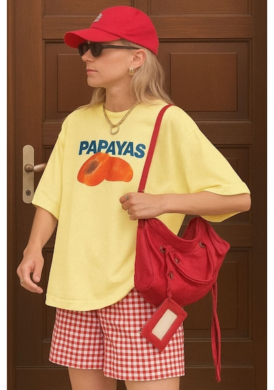 Papayas Baskılı Unisex Tshırt Sari