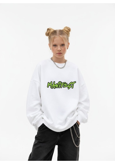 Seabubbles Manifest Sueda Kız Çocuk Sweatshirt BEYAZ