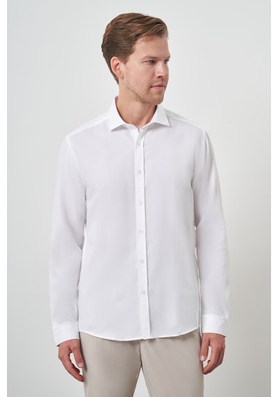Morven Erkek Beyaz Pamuk Trend Slim Fit İtalyan Yaka Gömlek 25mc004048600 Beyaz Beyaz