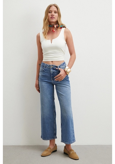 Never More Yüksek Bel Culotte Jean Lacivert