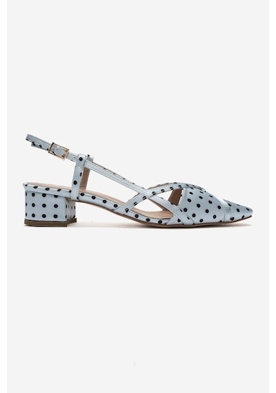 Luvi Shoes Olena Buz Mavi Siyah Puantiyeli Kadın Topuklu Sandalet