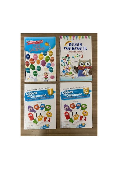 Matematik, Çizgi Çalışmları Ve Dikkat Düşünme Becerileri Seti 4-6 Yaş / 4 Kitap - 301 Sayfa