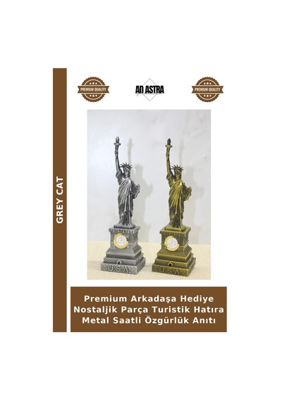 Premium Arkadaşa Hediye Nostaljik Parça Turistik Hatıra Metal Saatli Özgürlük Anıtı Çok Renkli