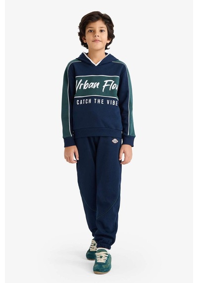 Defacto Erkek Çocuk 2li Takım Kapüşonlu Baskılı Sweatshirt Eşofman Altı G5354a825wnnv256 Lacivert-nv256