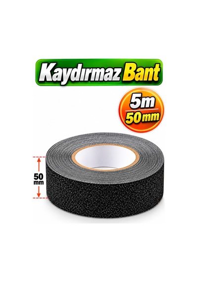 5 Cm X 5 Metre Yapışkanlı Kaydırmaz Bant Siyah Zemin Merdiven Yer Kaymaz Bant