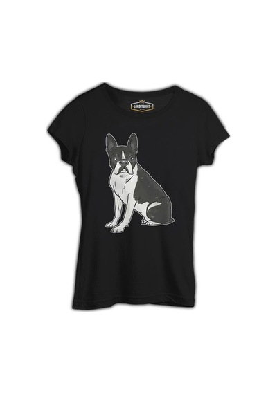 Hayvan - Köpek Terrier Siyah Kadın Tshirt 001