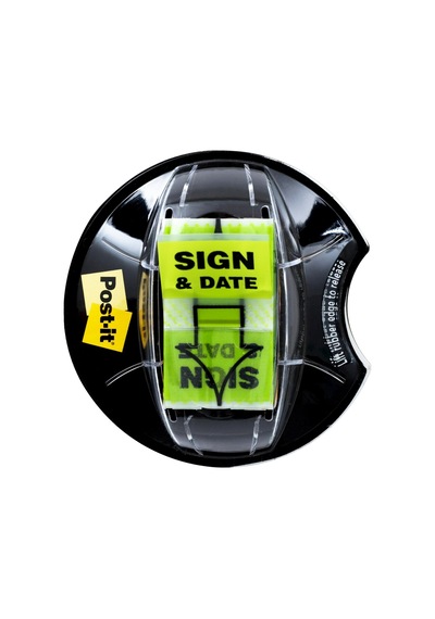 "sign And Date" Bayrakları, 200/masa Kavrama Dispenseri, 1 Dispenser/paket, 1 "geniş, Parlak Yeşil 680-hvsd