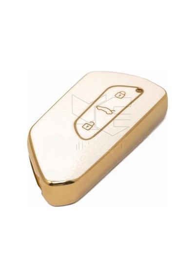 Lüx Volkswagen Skoda Seat Golf 8 Cupra Formentar Yeni Nesil Anahtar Kılıfı Beyaz Gold 1.ci Kalite