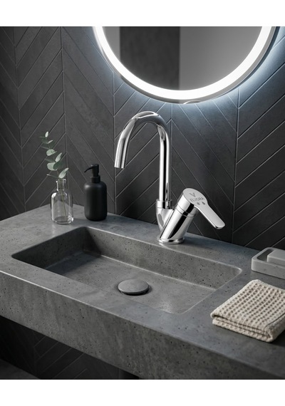 Elvora Lüx Kuğu Banyo Lavabo Bataryası Gümüş - Krom