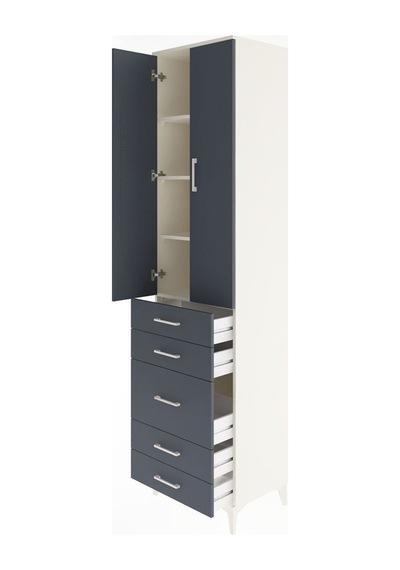 Hyperion Dolap 4 Raflı 5 Çekmeceli 2 Kapaklı 60x44x243 Aytaşı-antrasit Aytası
