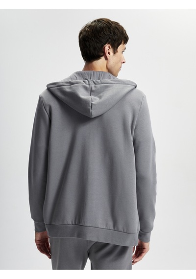 Lcwaıkıkı Classic Gri Kapüşonlu Uzun Kollu Erkek Fermuarlı Sweatshirt