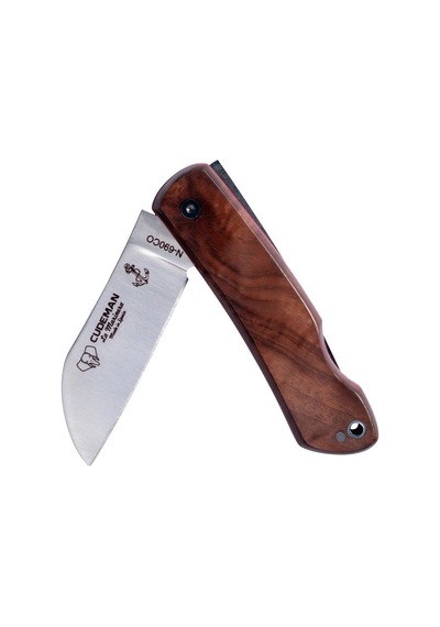 Cudeman 386-gf La Marinera Polished Waltun Ceviz Saplı Deri Kılıflı Kamp Çakı Kahverengi