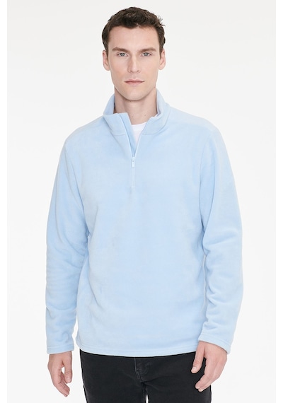 Ac&Co / Altınyıldız Classics Erkek Mavı Anti-pilling Tüylenme Yapmayan Standart Fit Dik Yaka Polar Sweatshirt Mavi