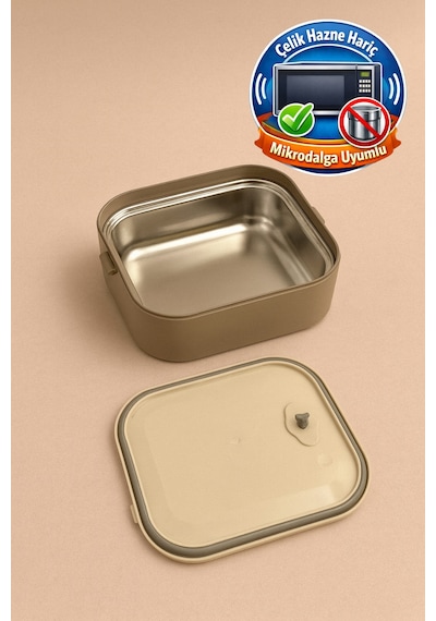 Tier - 2 Katlı Sızdırmaz Kapaklı Lunchbox 1000 Ml Gri