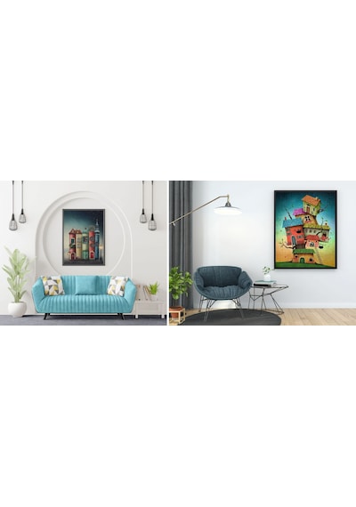 Nova Puzzle 2x1000 Parçalık Fantastik Evler Ve Kitap Sokağı Puzzle Seti