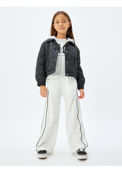Koton Basic Bol Paça Pantolon Beli Lastikli Şerit Detaylı Beyaz 5wkg40171ak Beyaz