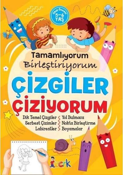 Tamamlıyorum Birleştiriyorum - Çizgiler Çiziyorum- Bıcırık Yayınları