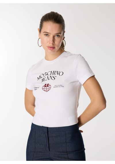Moschino Jeans Beyaz Kadın Baskılı T-shirt A0703-1001