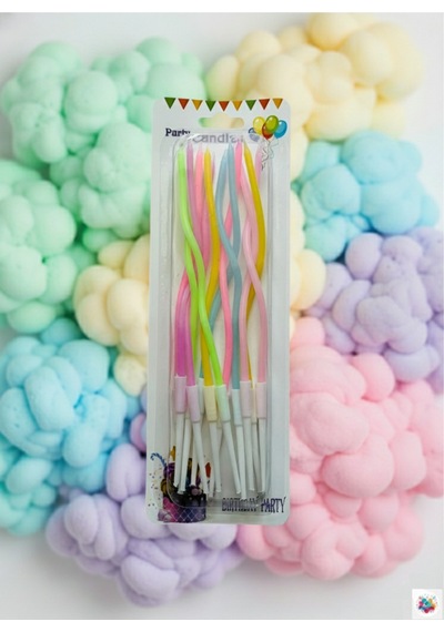 Dalgalı Mum Makaron 12'li Paket 16 Cm Çok Renkli