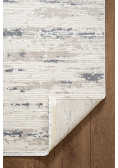 Icon Ic001m Krem Modern Lacivert Desen Akrilik Pamuk Tabanlı Salon Koridor 4 Mevsim Halı-745 Krem