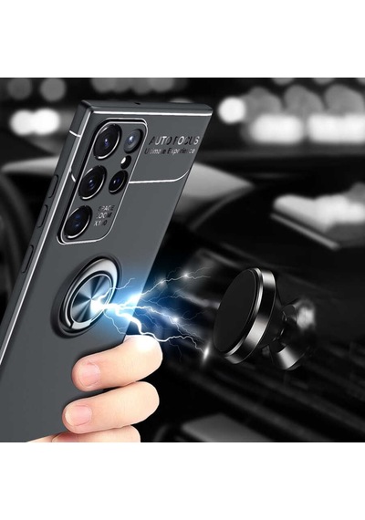 Galaxy S22 Ultra Kılıf Zore Ravel Yüzüklü Silikon Kılıf