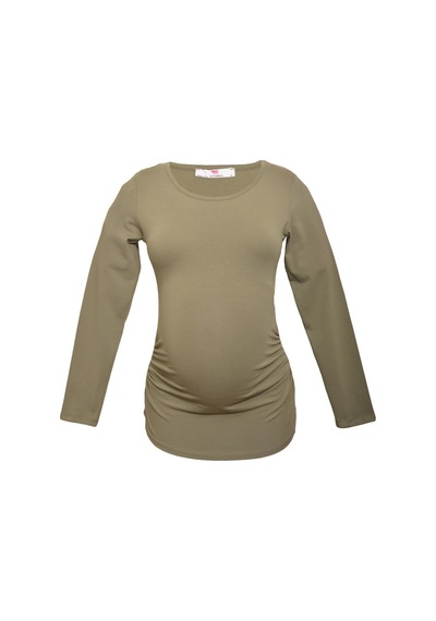 Luvmabelly 2301-2309 Pamuklu Uzun Kollu Hamile T-shirt-haki