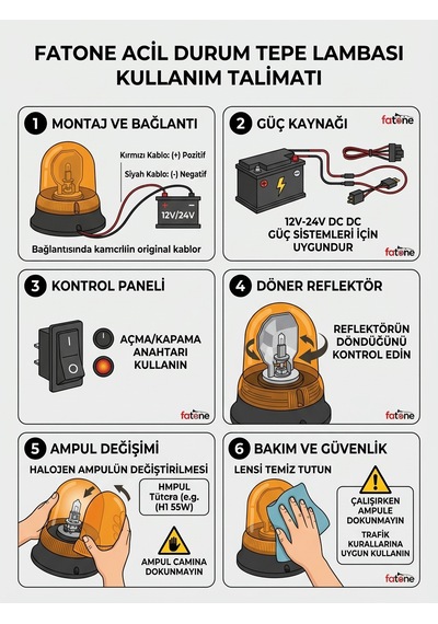 Turuncu Döner Tepe Lambası