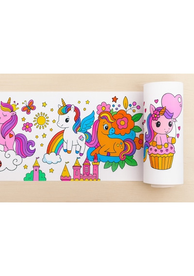 Unicorn Tek Boynuzlu At Sihirli Ve Masalsı Unicorn Dünyası Boyama Rulosu 5mt