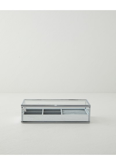 English Home Tano Cam Takı Kutusu 21x12x5,5 Cm Silver