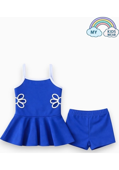 My Kids Wear Kız Çocuk Nakış Detaylı Garson Boy Mayo 5-14 Yaş 12591 Saks