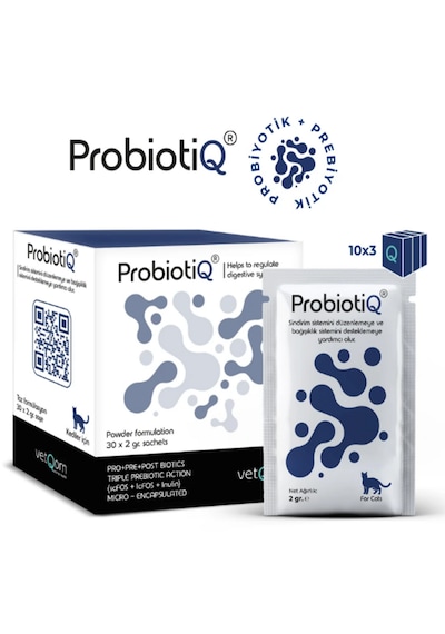 Vetq0m Feline Probiotiq 30 Saşe Sinbiyotik Kompleks - Mikrobiyom Ve İmmün Modülasyon
