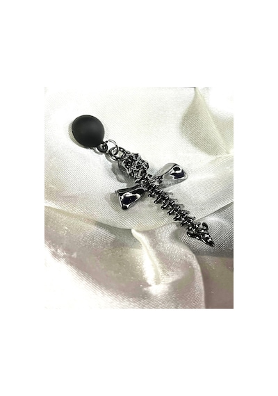 Dükkan Design Skull Cross Gotik Küpe Antrasit