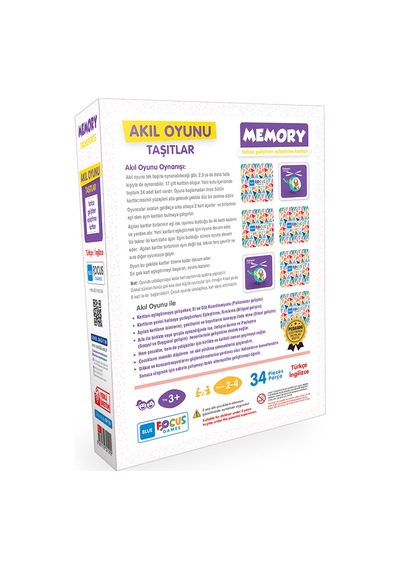 Akıl Oyunu Memory Kartlar Taşıtlar Türkçe/Ingilizce 34 Pa