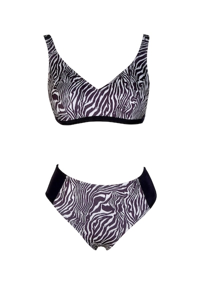 Endeep Beria Kadın Zebra Desenli Toparlayıcı Askılı Bikini Takımı Siyah