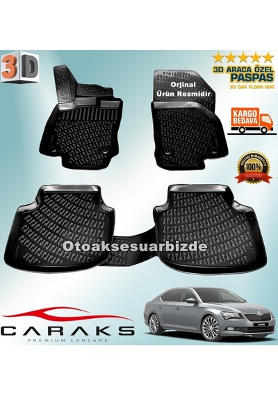 Skoda Süper B 3D Paspas Havuzlu Siyah 2015 Sonrası Caraks