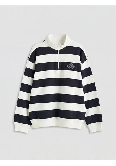 Lc Waikiki Lacivert Çizgili Erkek Çocuk Sweatshirt