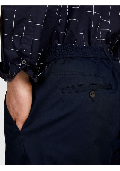 Sisley %100 Pamuk Beli Büzgülü Slim Confort Fit Pantolon Erkek Lacivert Pantolon - 324p4ıuksf046