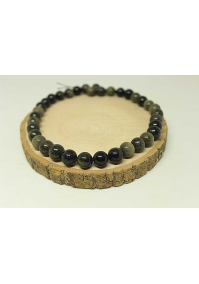 Yasamtohumu Golden & Siyah Obsidyen Taşı Yarım Dizi 11-12.5 MM 18 CM Çok Renkli