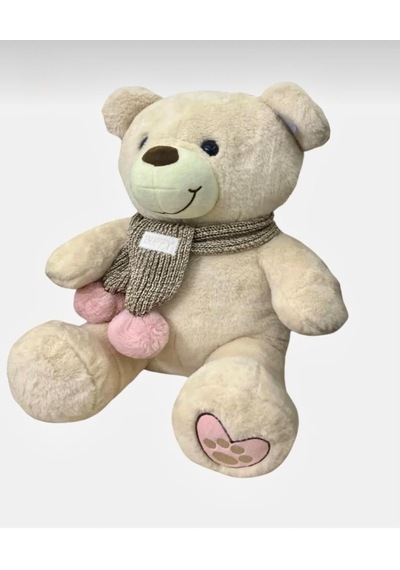 Buffy Atkılı Ayı Ekru 55cm Sevimli Konforlu: Peluş Uyku Yastığı Ve Sarılma Arkadaşı Dekoratif Oyuncak Beyaz
