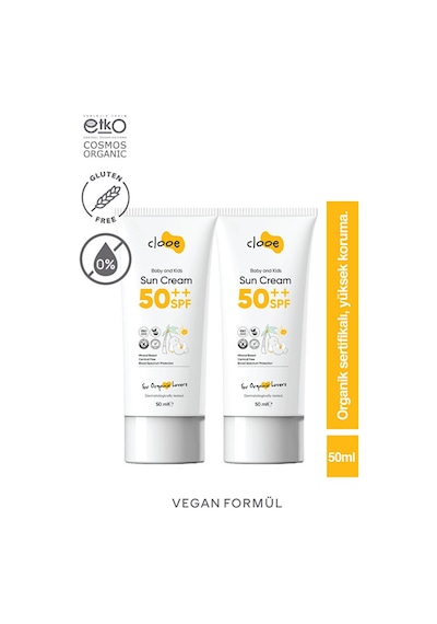 2'li Organik Vegan Hipoalerjenik Glutensiz 50 ML Spf Güneş Kremi 50ml Clooe
