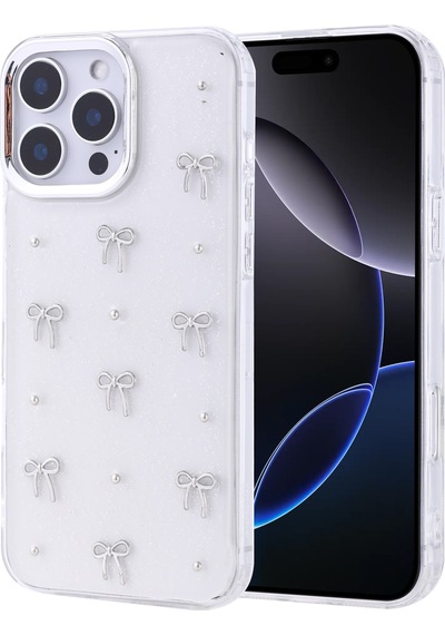 Apple     Uyumlu iPhone 16 Pro Max Kılıf Airbag Tasarımlı Simli Şeffaf Zore Kutup Kapak NO1